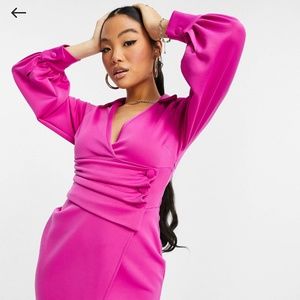 Puff Sleeve Mini Tuxedo Dress